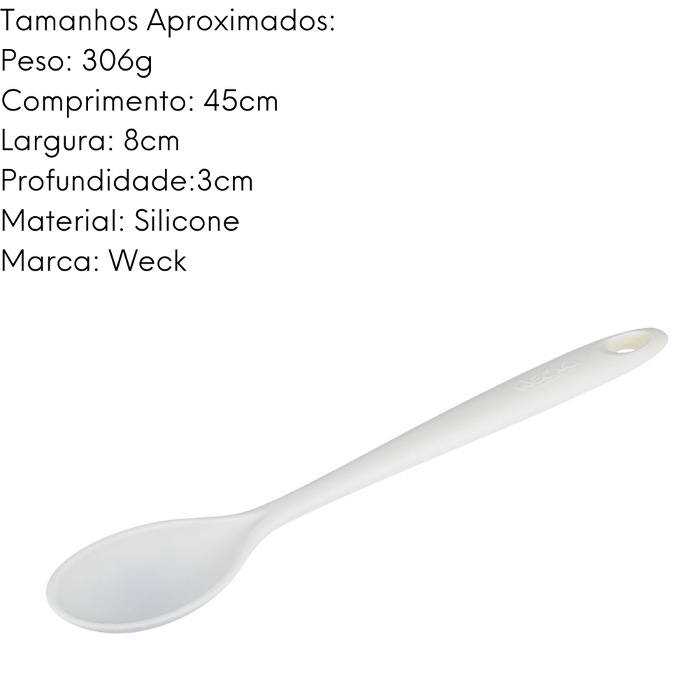 Colher Profissional Silicone de 45cm Branca Weck