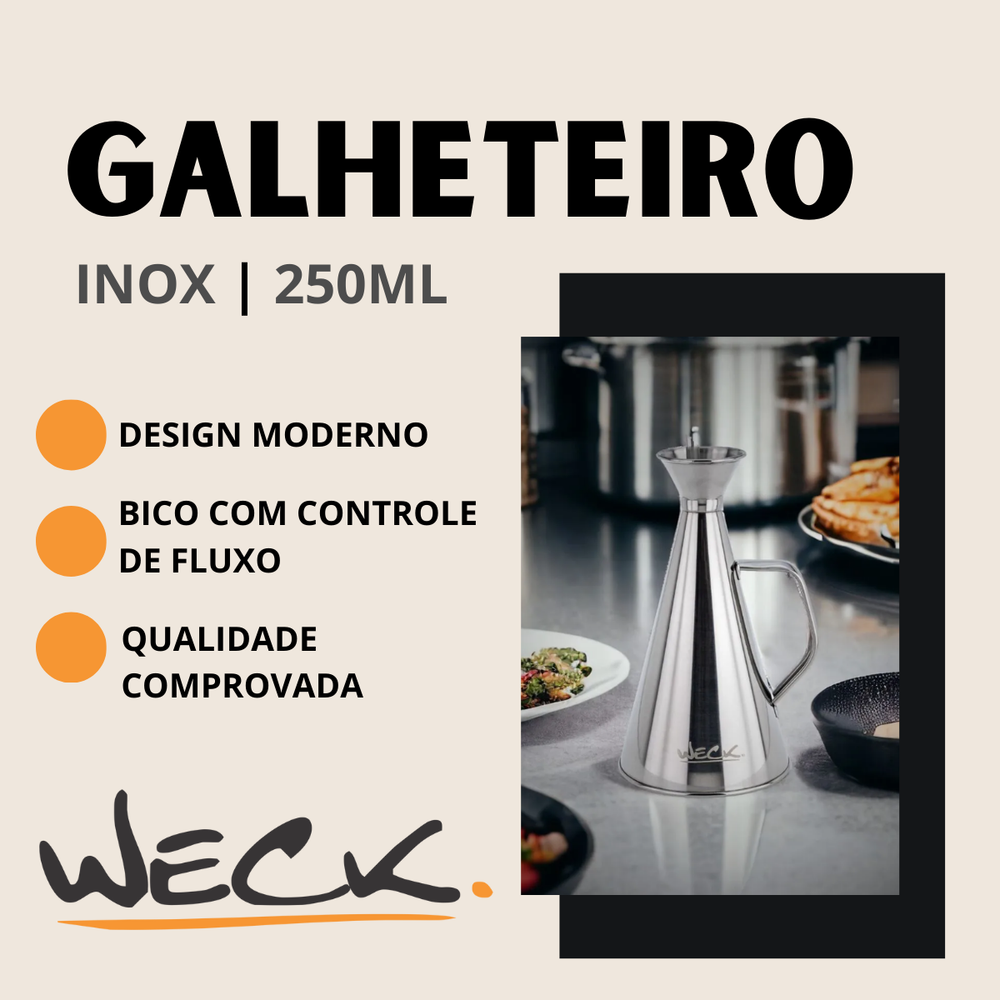 Galheteiro Weck em Aço Inox 250ml - A Gourmet