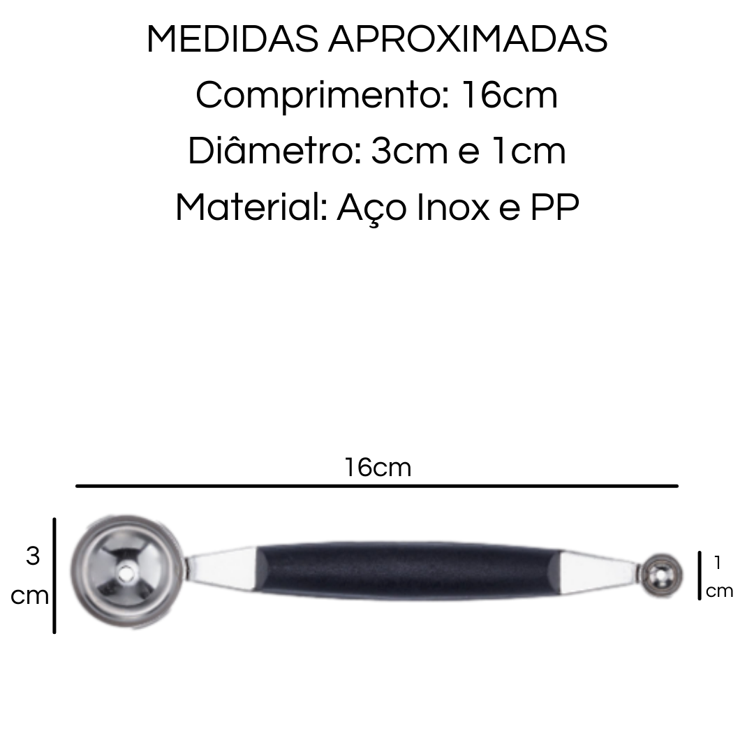 Boleador Duplo Aço Inox Cabo Preto Weck