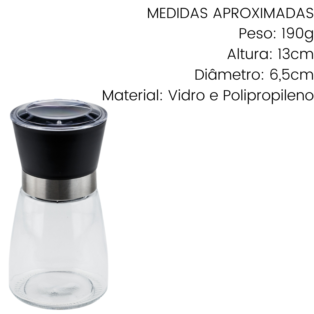 Moedor de Sal e Pimenta Corpo de Vidro Weck