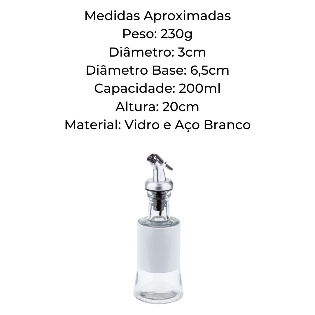 Galheteiro de Vidro e Aço Pintado Branco 200ml Weck