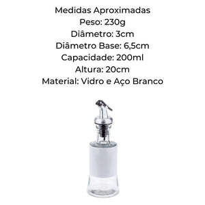 Galheteiro de Vidro e Aço Pintado Branco 200ml Weck