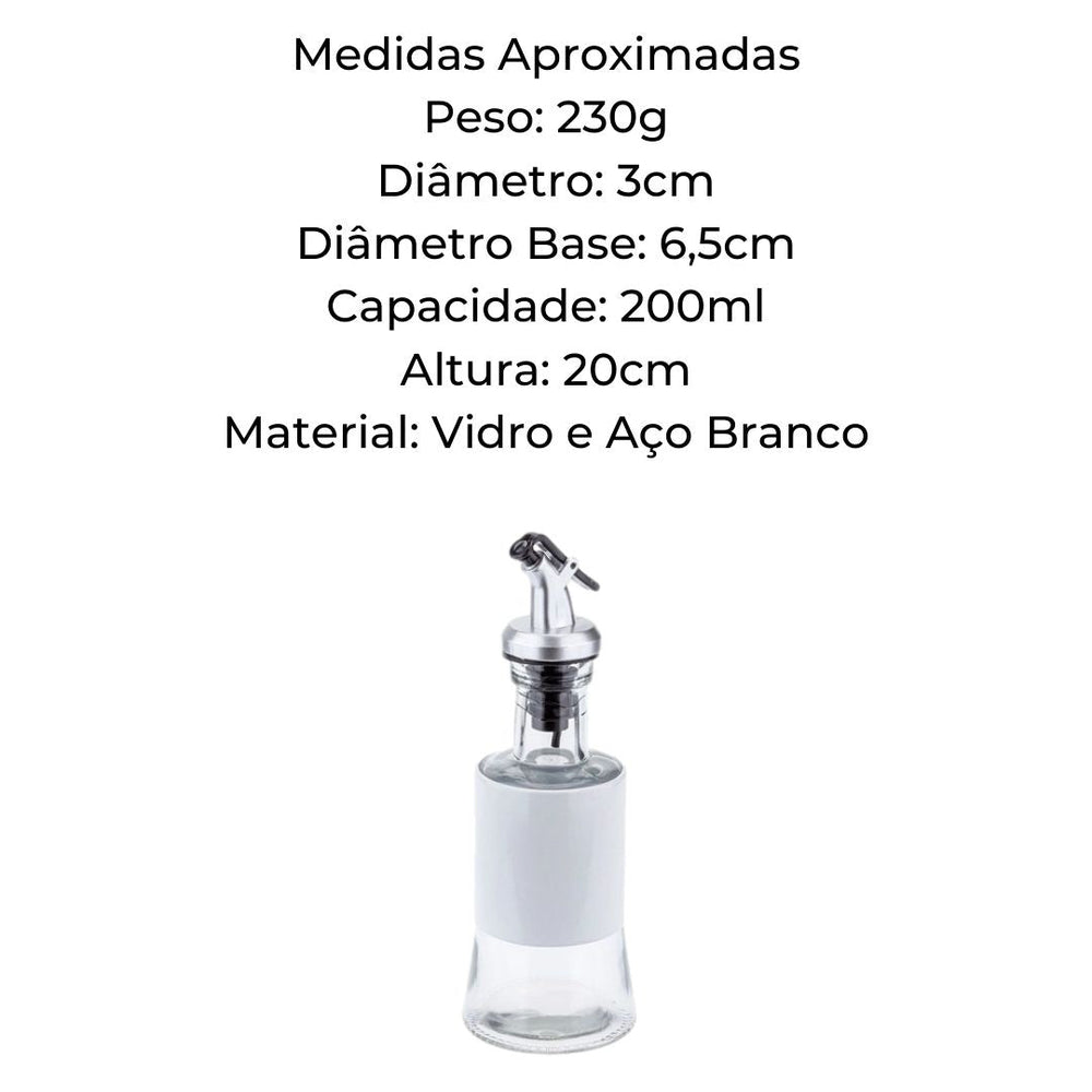 Galheteiro de Vidro e Aço Pintado Branco 200ml Weck