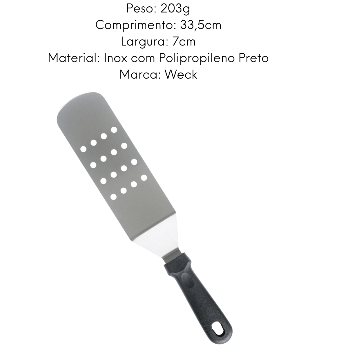 Espátula Perfurada Longa Curva Profissional Weck
