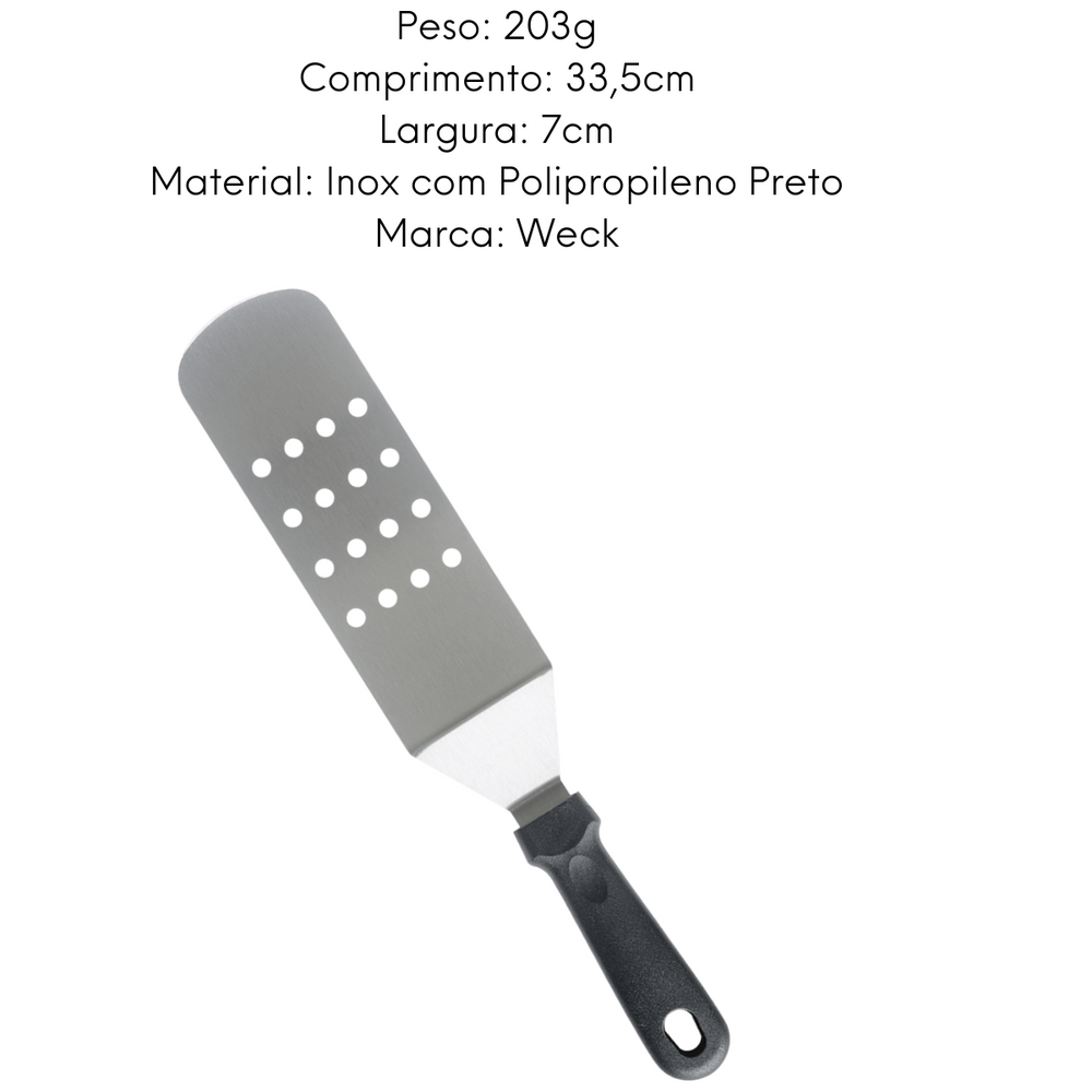 Espátula Perfurada Longa Curva Profissional Weck