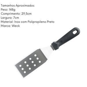 Espátula Quadrada  Perfurada em Aço Inox Profissional Weck