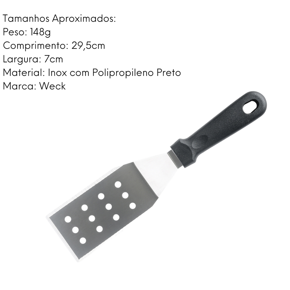 Espátula Quadrada  Perfurada em Aço Inox Profissional Weck