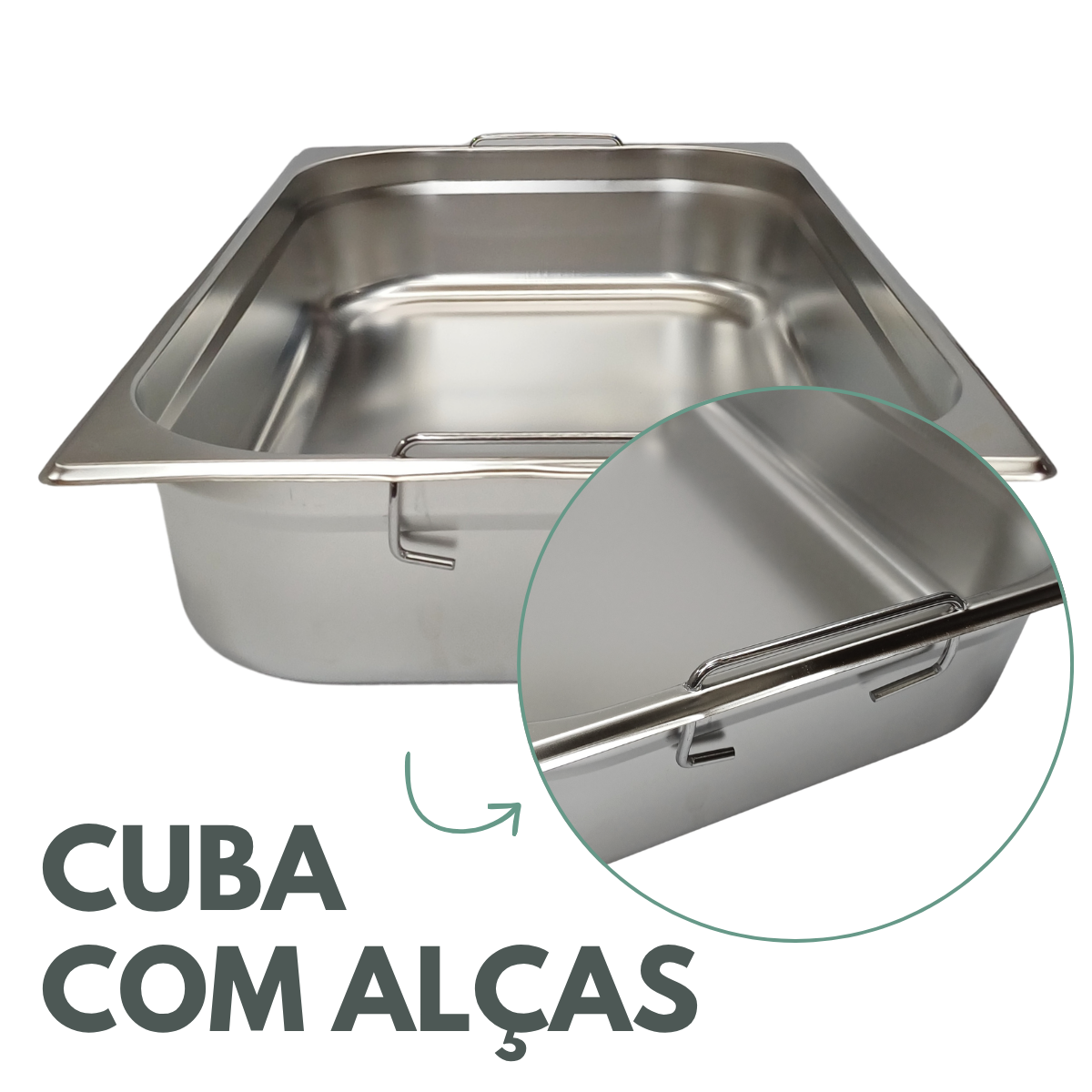 Cuba Aço Inox GN 1/1 100mm C/Alça