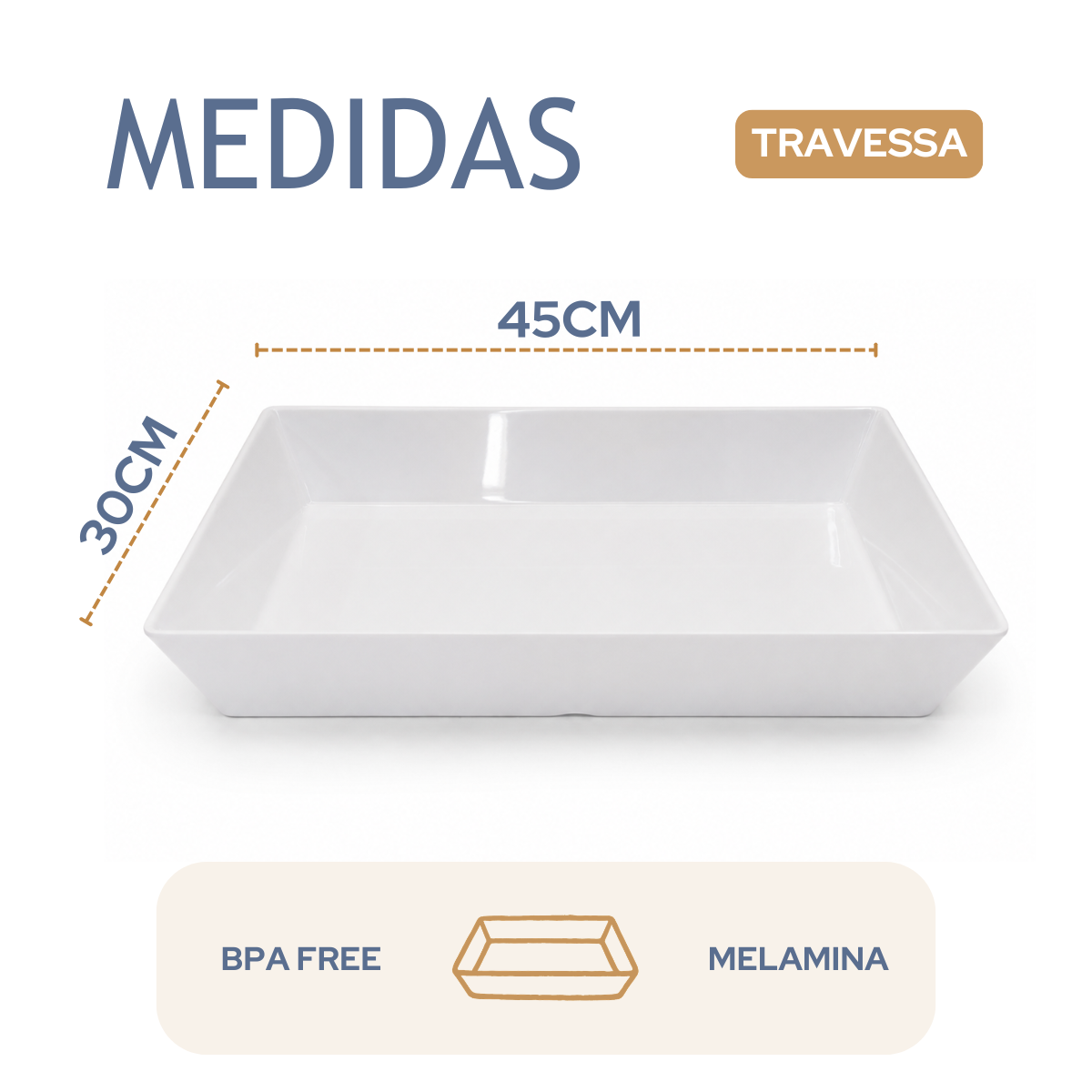 Travessa Retangular Melamina 45cm