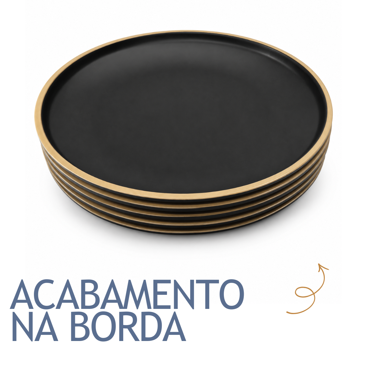 Prato Sobremesa Preto Melamina 21cm