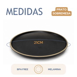 Prato Sobremesa Preto Melamina 21cm