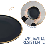 Prato Sobremesa Preto Melamina 21cm