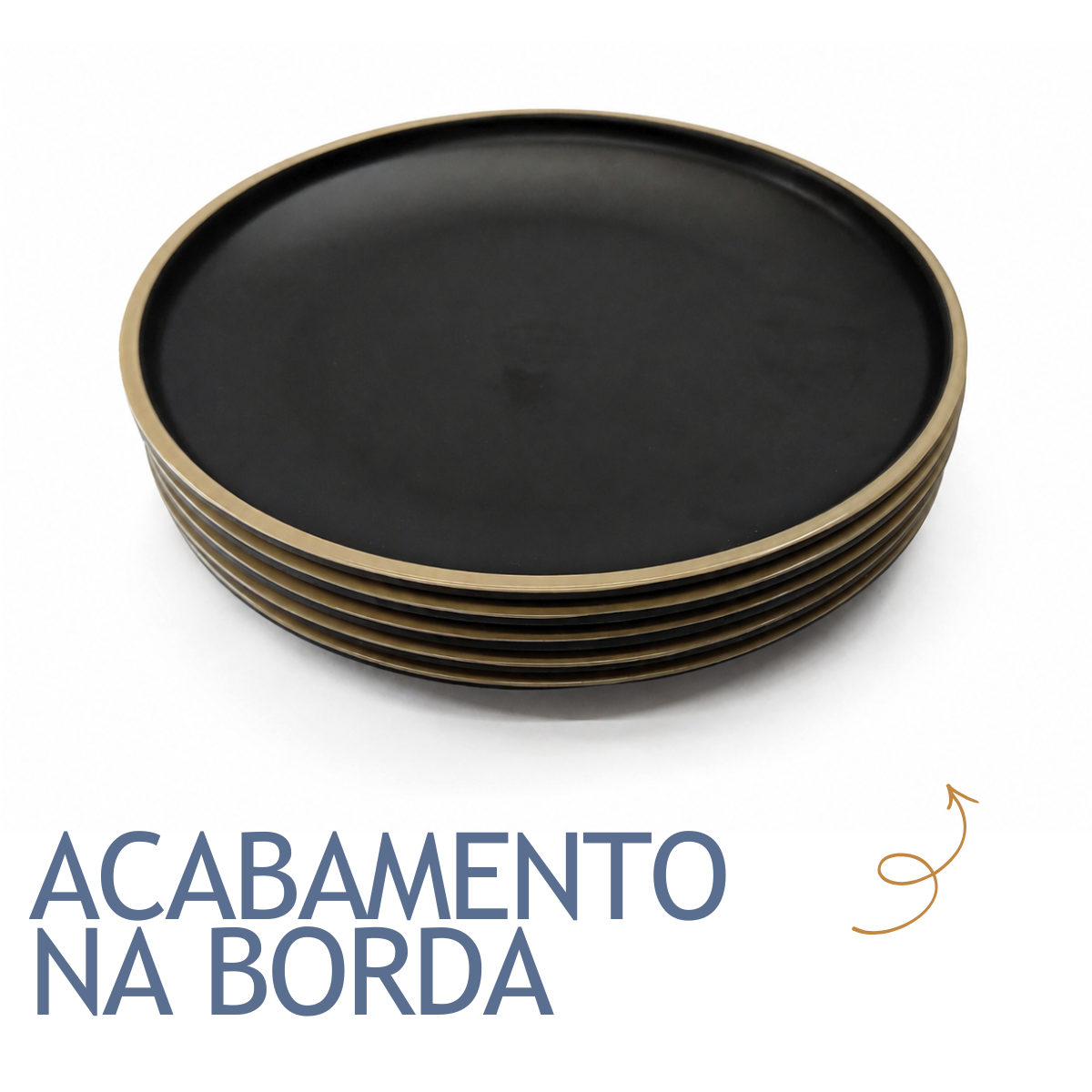 Prato Raso Melamina Preto 26cm