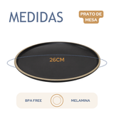 Prato Raso Melamina Preto 26cm