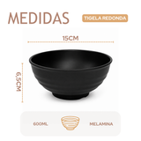 Tigela Melamina Preta 600ml