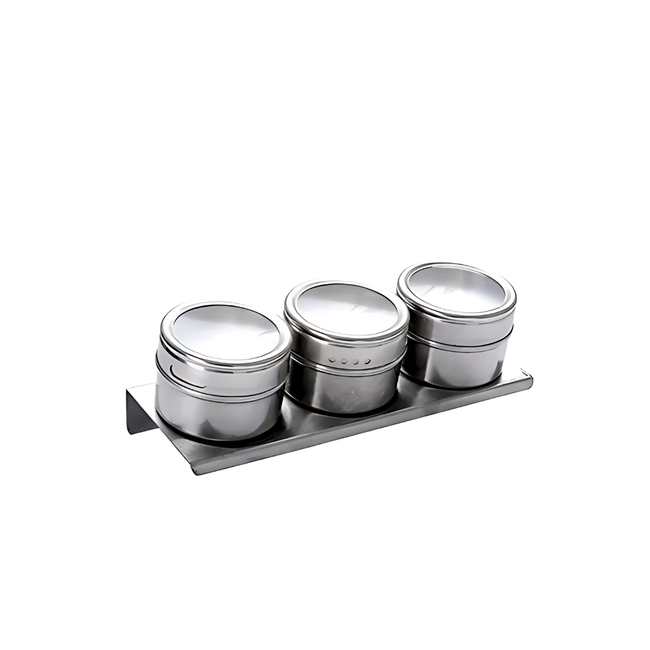 Conjunto Porta Condimento Magnético Prata - A Gourmet Hover Image