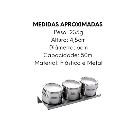 Conjunto Porta Condimento Magnético Prata