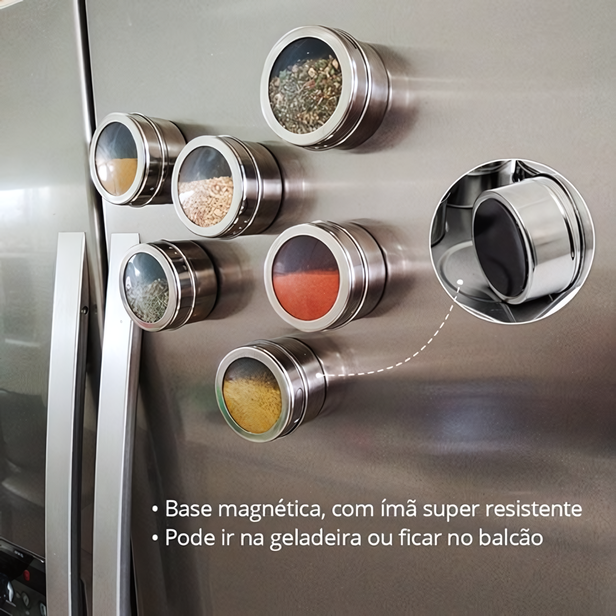 Conjunto Porta Condimento Magnético Prata - A Gourmet
