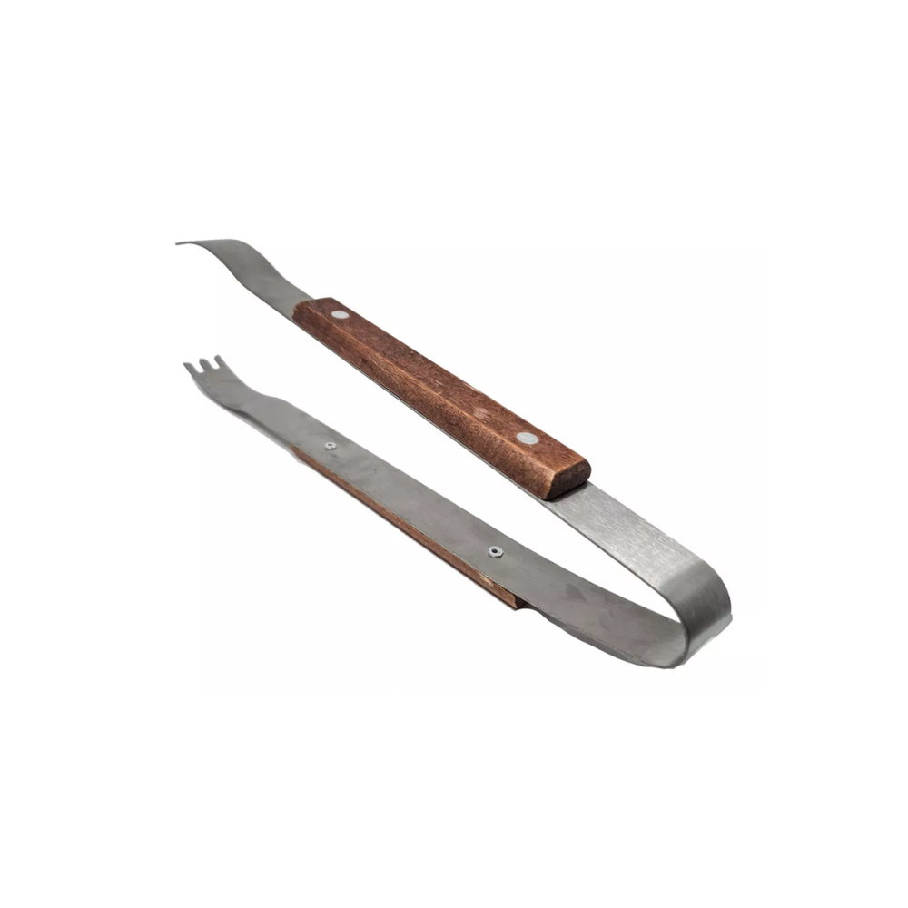 Pegador Para Churrasco De Inox Com Madeira Grande 35cm - A Gourmet