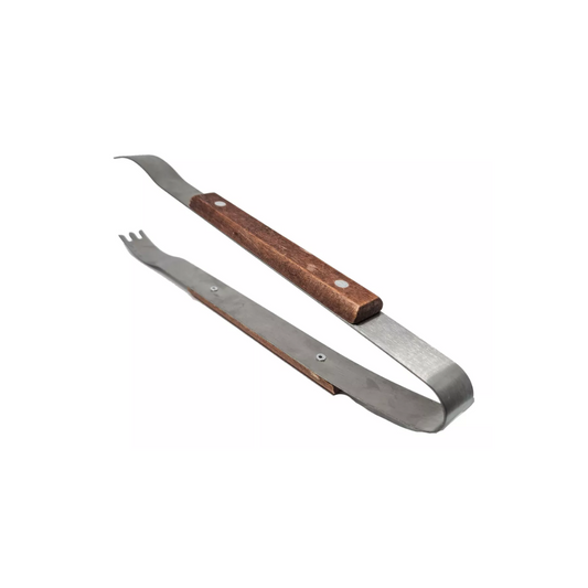 Pegador Para Churrasco De Inox Com Madeira Grande 35cm