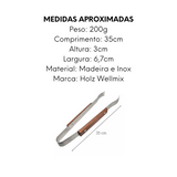 Pegador Para Churrasco De Inox Com Madeira Grande 35cm - A Gourmet
