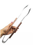 Pegador Para Churrasco De Inox Com Madeira Grande 35cm - A Gourmet