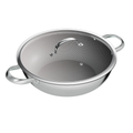 Panela Wok Inox Ceramica C/Alça e Tampa de Vidro