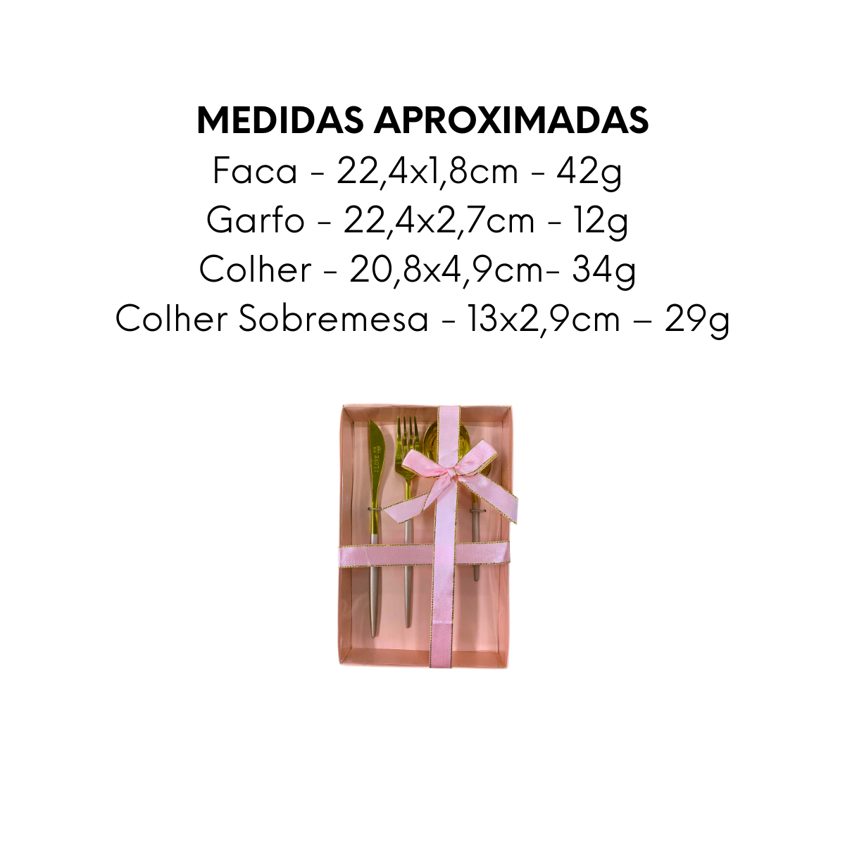 Faqueiro Inox Dourado Luxo 4 Peças com Caixa Presente - A Gourmet