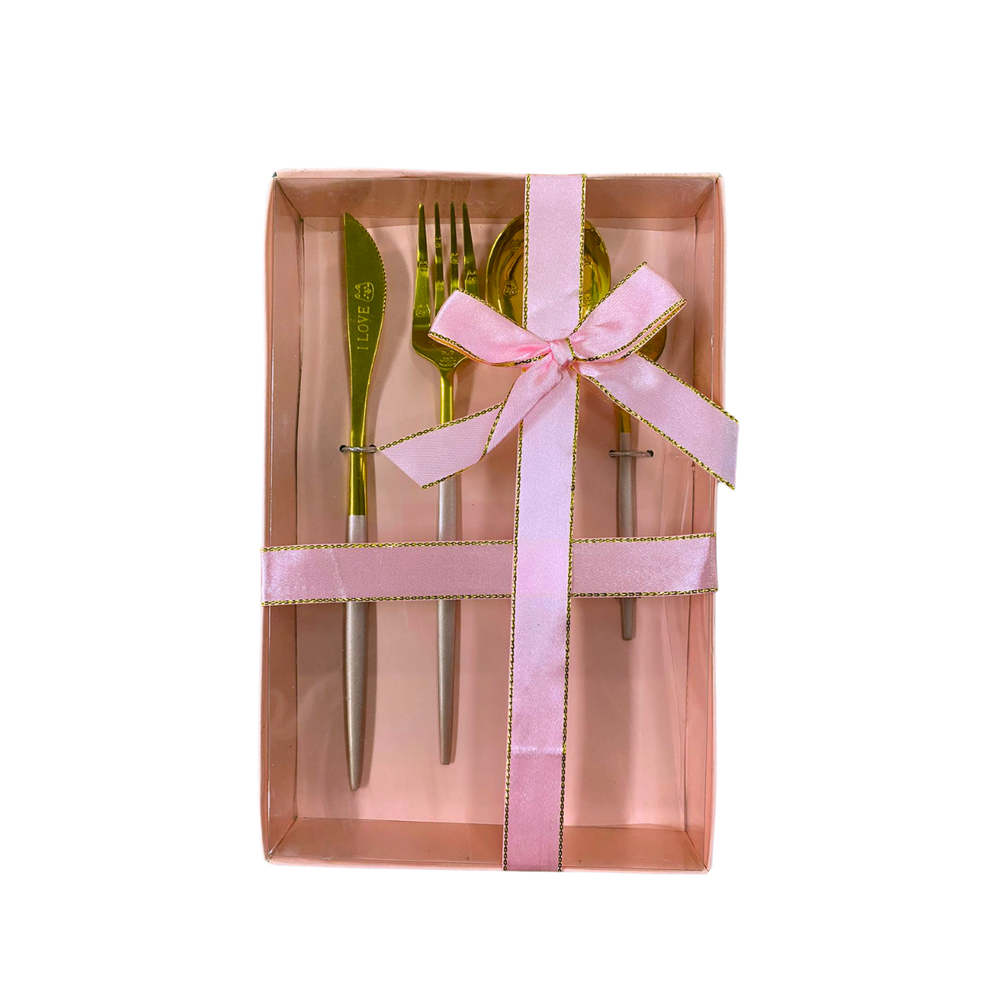 Faqueiro Inox Dourado Luxo 4 Peças com Caixa Presente - A Gourmet