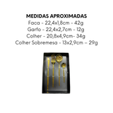 Faqueiro Dourado Luxo 4 Peças com Caixa Preta Presente - A Gourmet