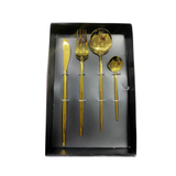 Faqueiro Dourado Luxo 4 Peças com Caixa Preta Presente - A Gourmet