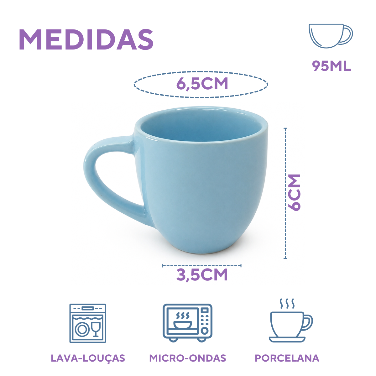 Xicara de Café Porcelana Azul 95ml