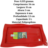 Tigela Saladeira Moove Rasa Vermelha 3L VemPlast