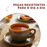 Xicara C/ Pires Cerâmica Refrátaria Wood