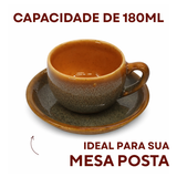 Xicara C/ Pires Cerâmica Refrátaria Wood
