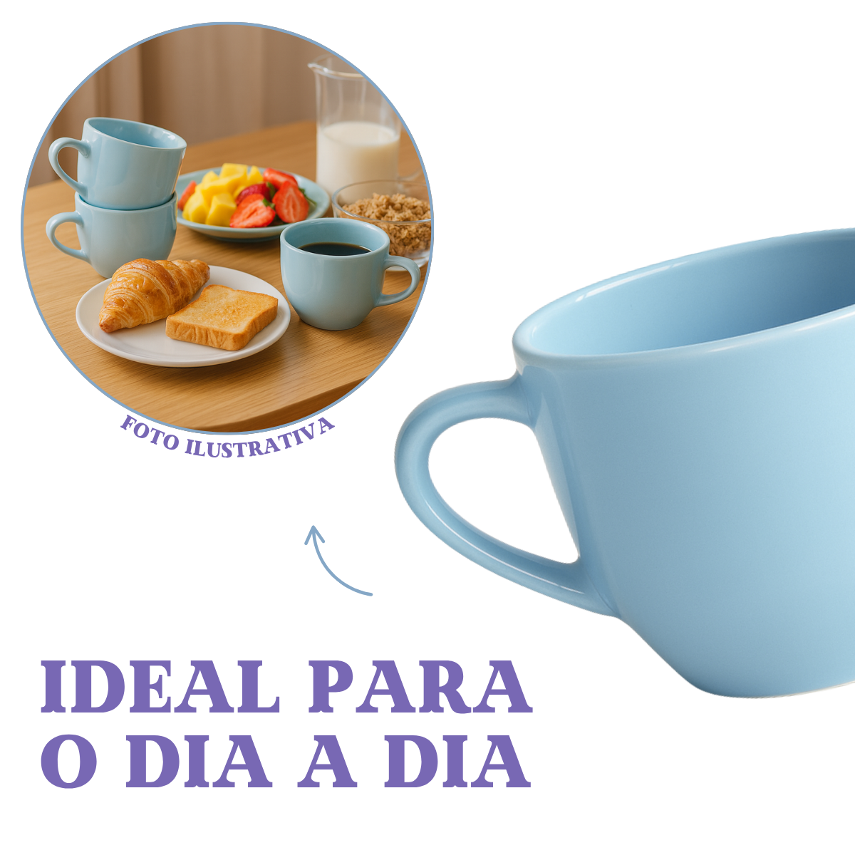 Xicara Chá Porcelana Azul