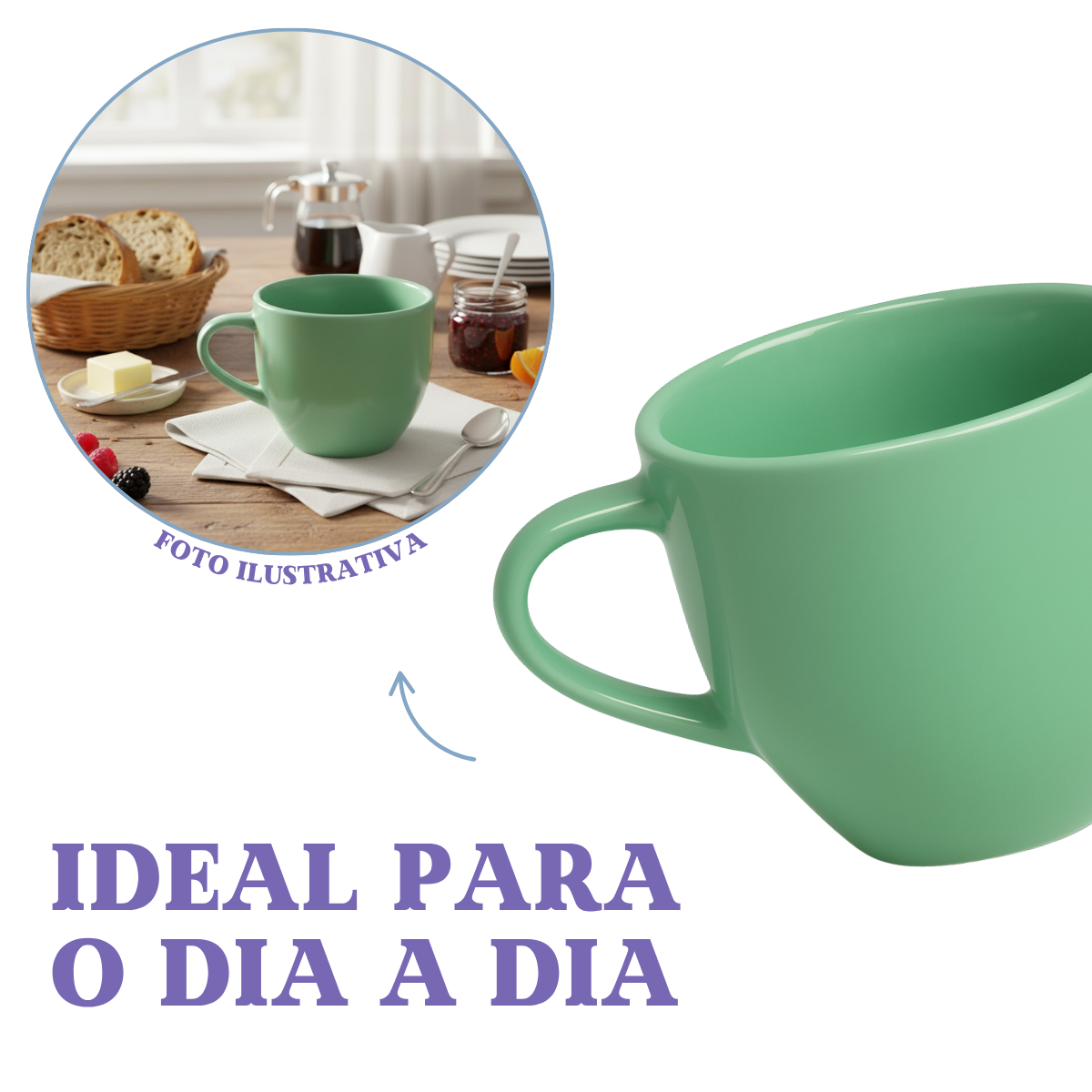 Xicara Chá Porcelana Verde