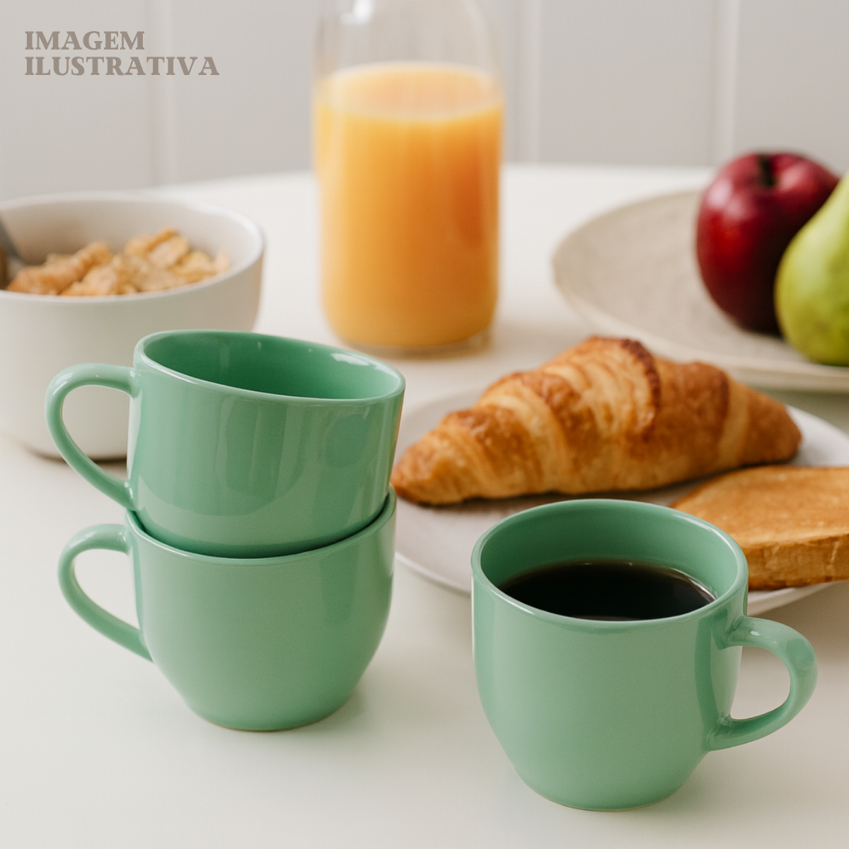Xicara Chá Porcelana Verde