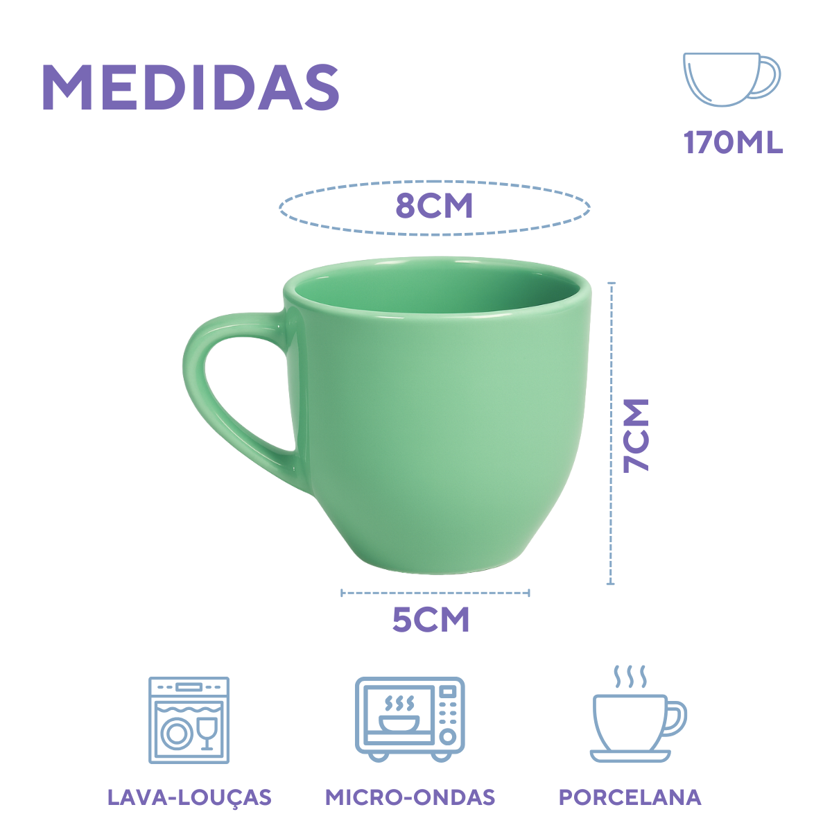Xicara Chá Porcelana Verde