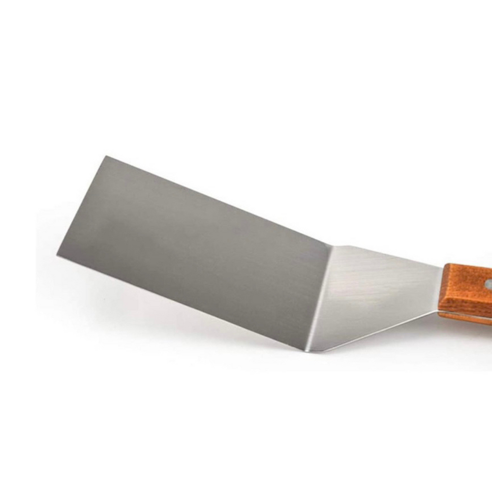 Espátula Curva em Aço Inox Cabo de Madeira - A Gourmet