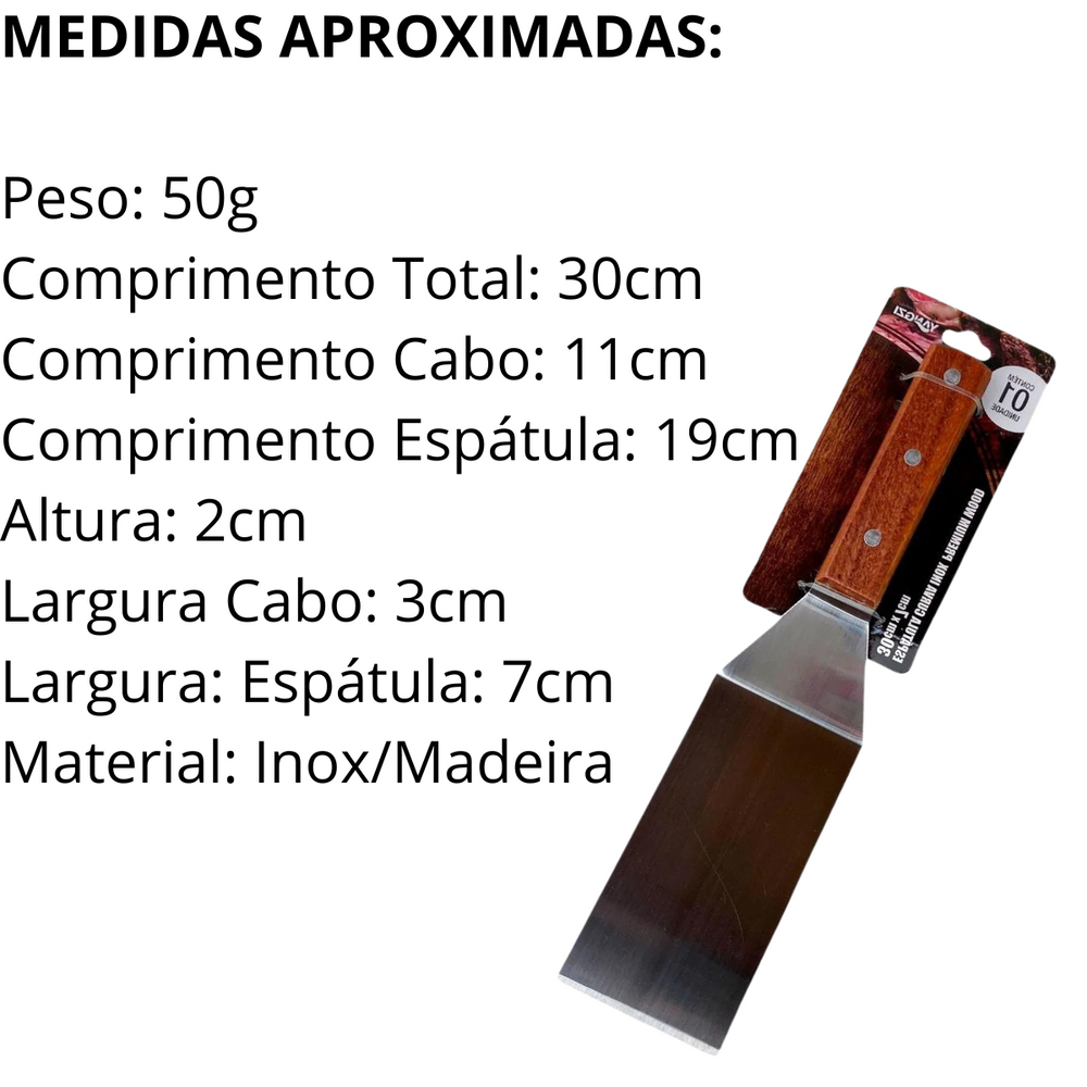 Espátula Curva em Aço Inox Cabo de Madeira - A Gourmet