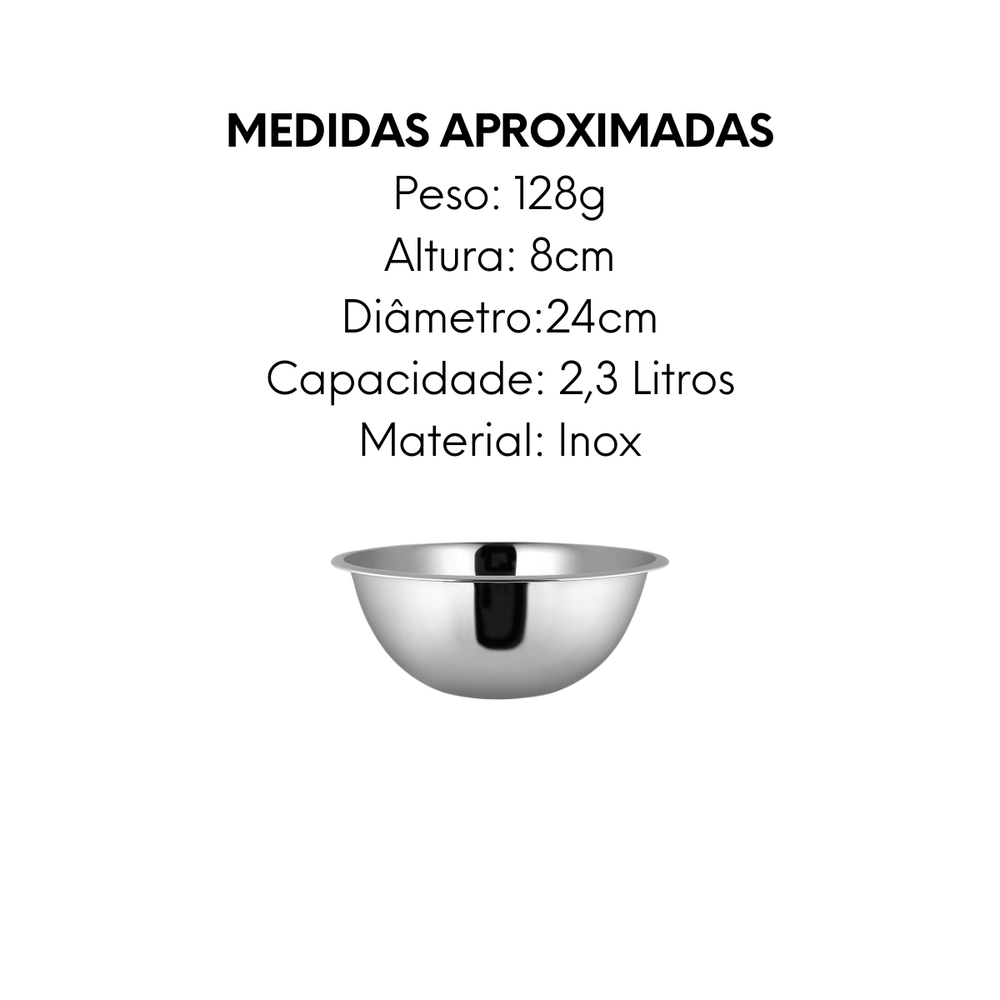 Tigela Bowl Fundo de Aço Inox - A Gourmet