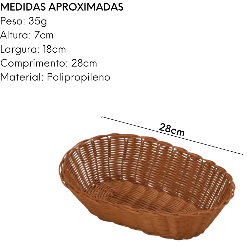 Cesta Oval Sintética de Polipropileno 28cm - A Gourmet