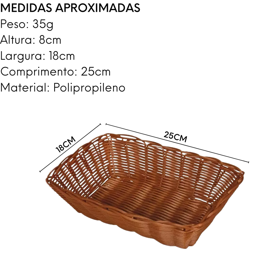 Cesta Retangular para pão 25cm de polipropileno - A Gourmet
