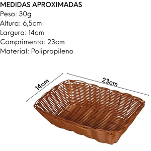 Cesto Retangular 23cm de Polipropileno Yagzi
