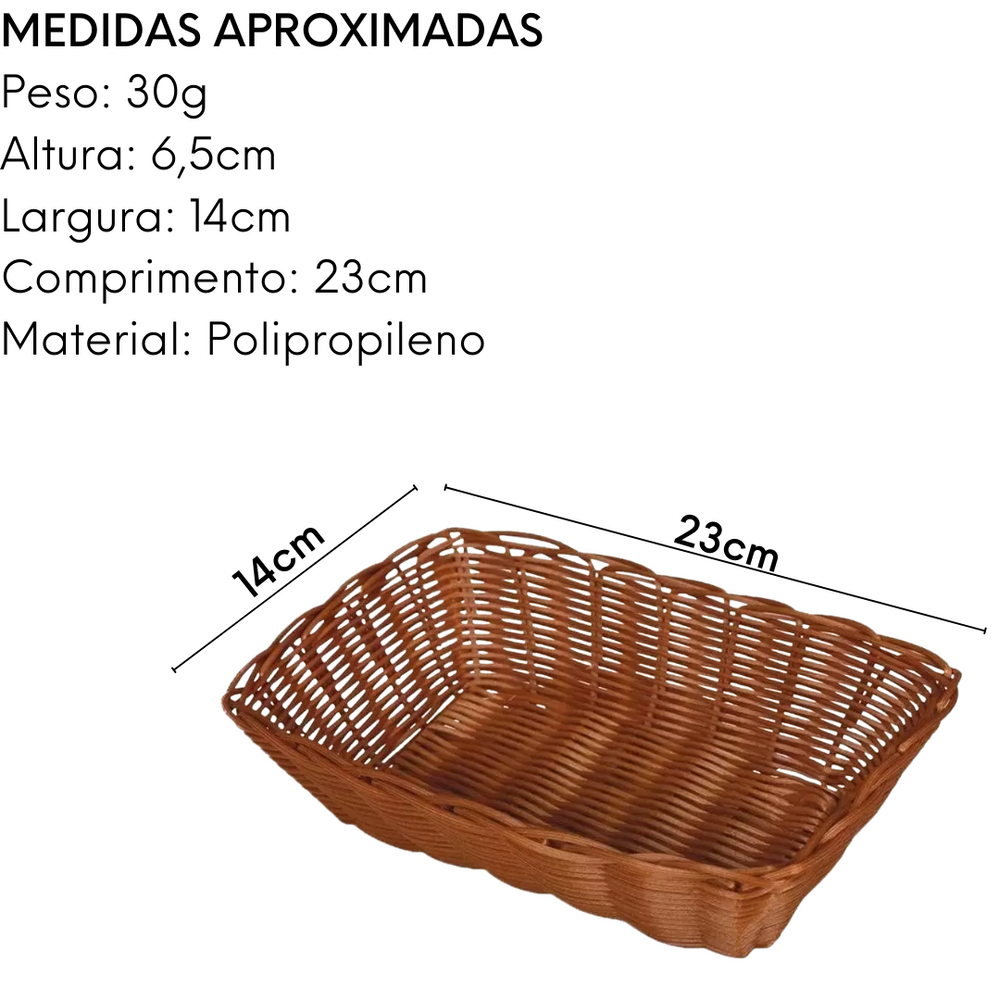 Cesto Retangular 23cm de Polipropileno Yagzi