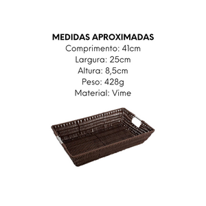 Cesto Vime Retangular com 41cm Mimo Style