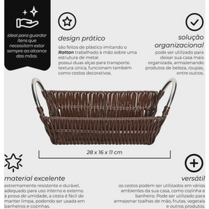 Cesto Vime Retangular Africa com alça Mimo Style
