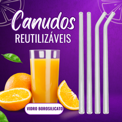 Conjunto 4 Canudos Boro Com Escova de Limpar - A Gourmet