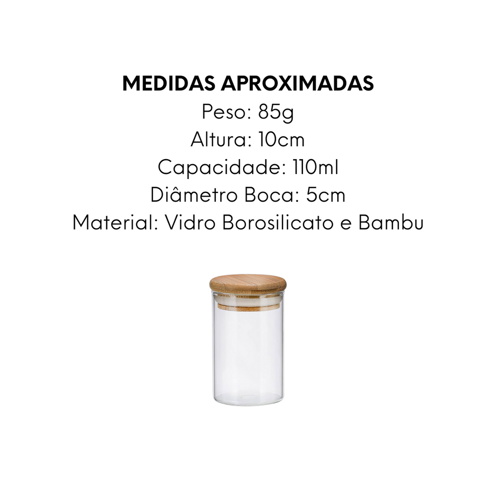 Pote Hermético de Vidro Brosilicato 110ml - A Gourmet